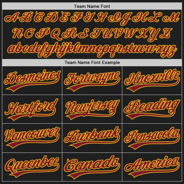Custom Black Crimson-Gold Authentic Baseball Jersey - Image 4