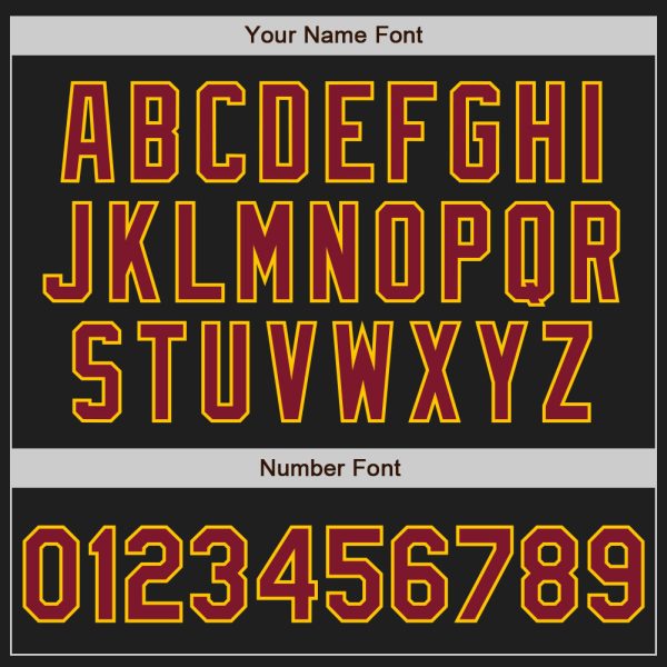 Custom Black Crimson-Gold Authentic Baseball Jersey - Image 5