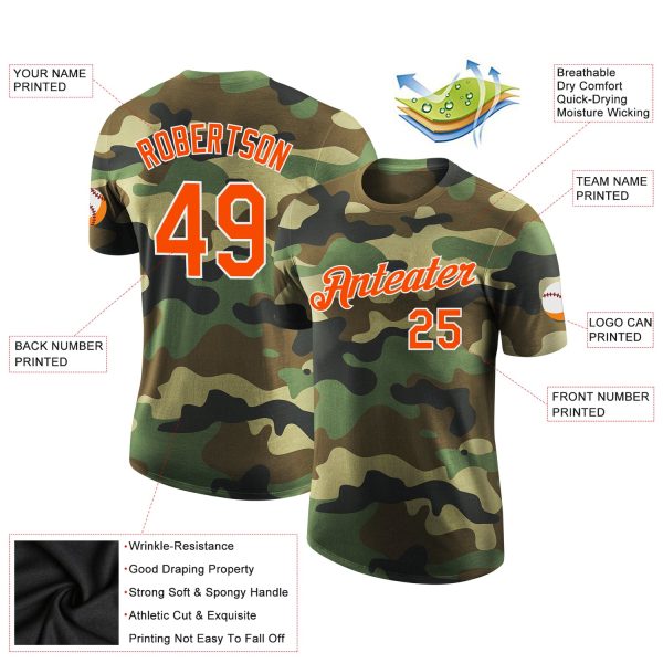 Custom Camo Orange-White Performance Salute To Service T-Shirt - Image 2