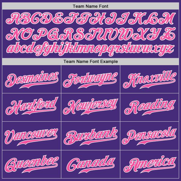 Custom Purple Pink-White Authentic Baseball Jersey - Image 4