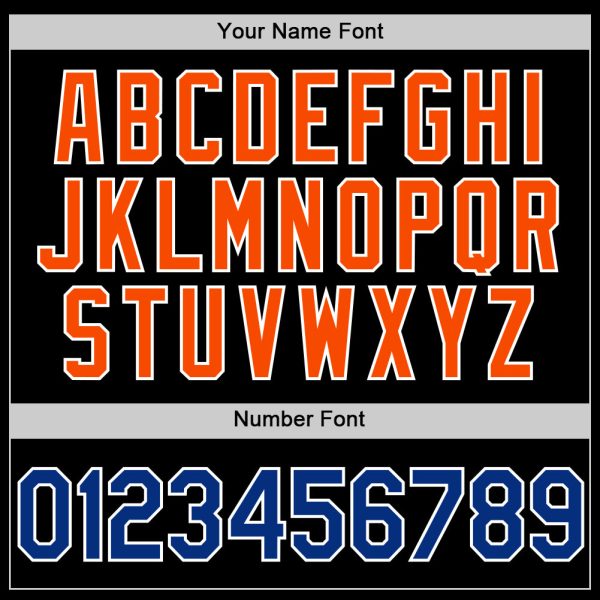 Custom Black Royal-Orange Two-Button Unisex Softball Jersey - Image 5