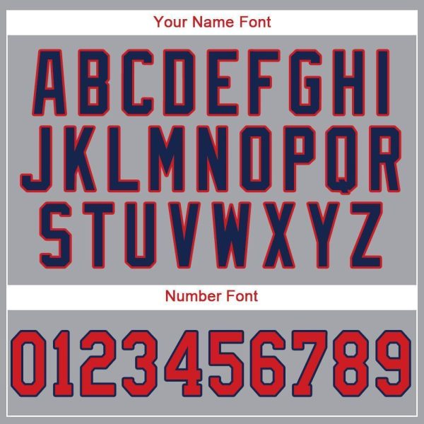 Custom Gray Red-Navy Baseball Jersey - Image 4