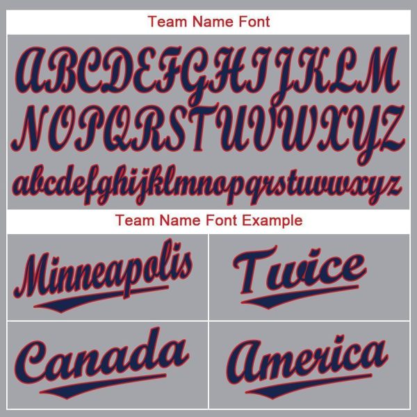 Custom Gray Red-Navy Baseball Jersey - Image 5