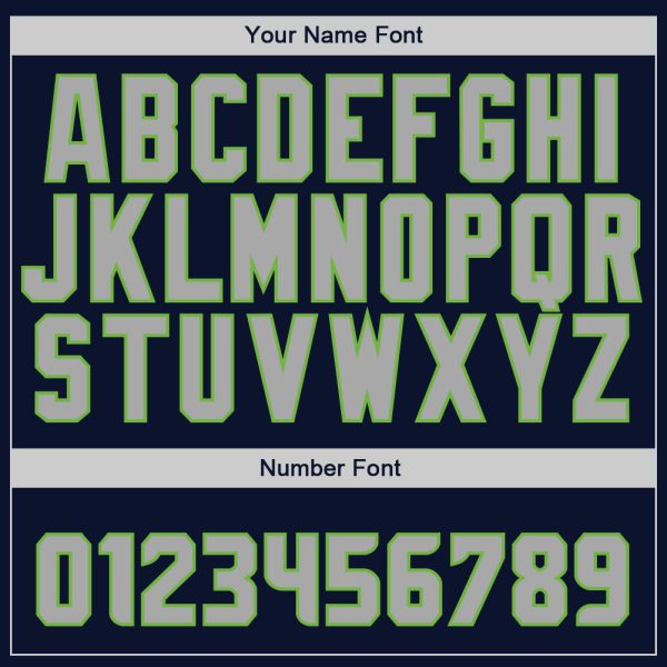 Custom Navy Gray-Neon Green Authentic Baseball Jersey Jersey - Image 4